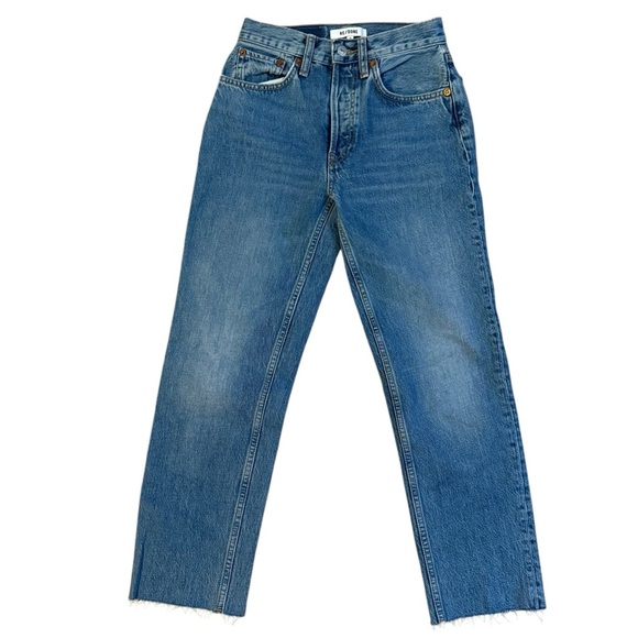 RE/DONE High-Rise Stovepipe Jeans with Raw-Edge Hem Size 24 - Picture 1 of 4
